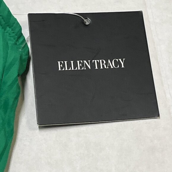 Ellen Tracy Swimsuit Womens 6 Green Ribbed One Piece Keyhole High Neck Resort - Picture 3 of 5